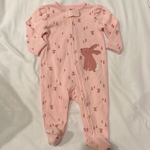 Child of Mine Pink Rabbit Print Footie